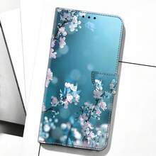 GLANDOTU 美學櫻花花卉圖案翻蓋 PU 皮革手機殼，女性可愛花朵錢包式手機殼，附手腕掛繩，相容多品牌與多款機型 - 彩色 - 查看 5