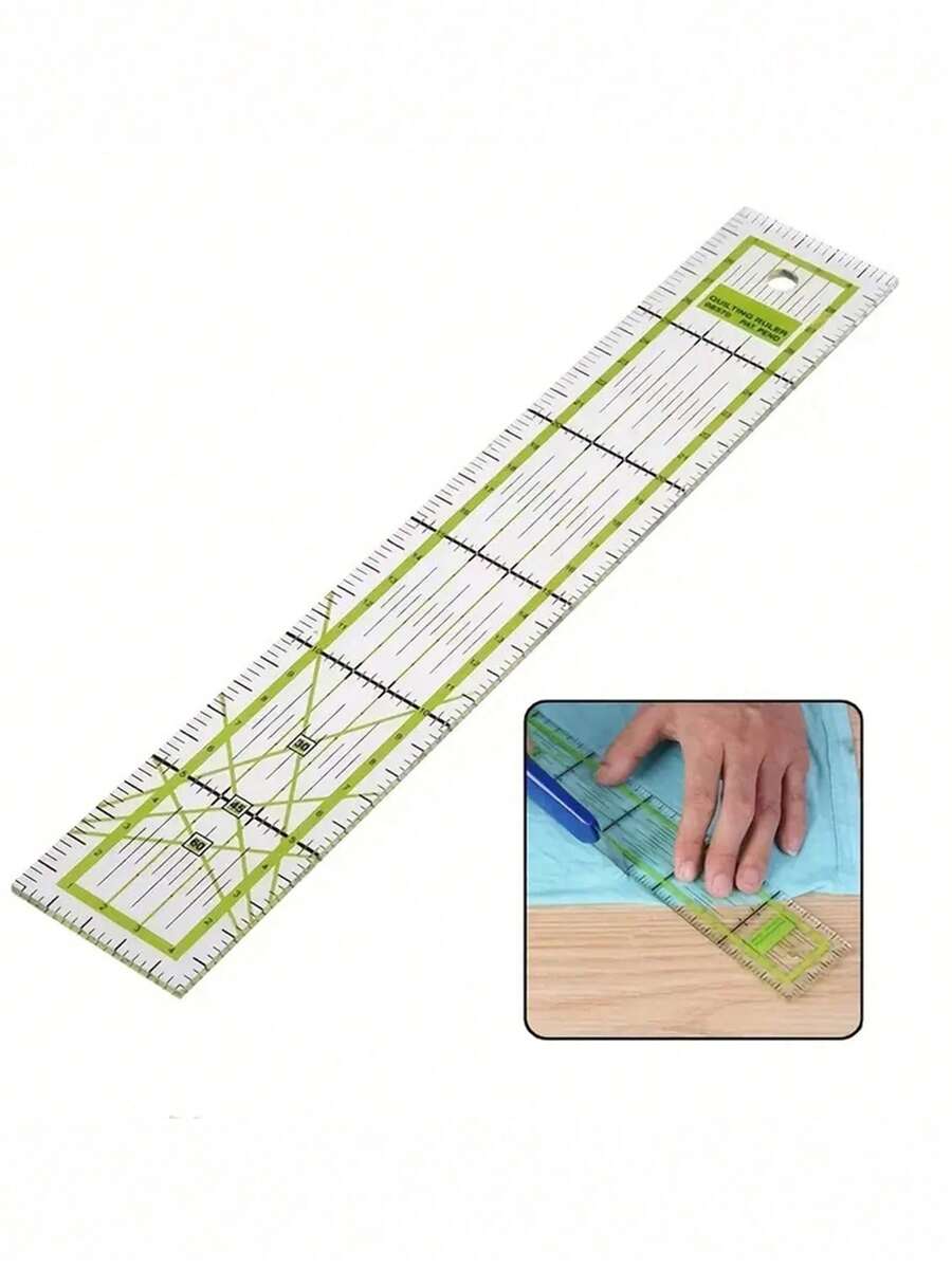 1pc 5x30cm Acrylic Sewing Ruler, Transparent Sewing Ruler With Green & Black Markings, 45 Degree Angle Line For Fabric Cutting, DIY Handmade Sewing Patchwork Measuring Tool - Rectangular Sewing Ruler - View 1