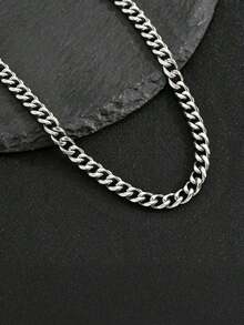 Cool Street Style Stainless Steel Necklace, Hollow Wolf Head Pendant Curb Chain For Men, Jewelry For Daily Outfits & Holiday Gifts - Silver - View 5