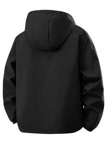 Jaket Pria Fungsional Berkerudung Gaya Amerika dengan Banyak Resleting dan Saku Besar. Jaket Hiking Luar Ruangan Gunung Musim Semi/Gugur. Cocok untuk Hiking. Trekking. Hadiah. - Hitam - View 3