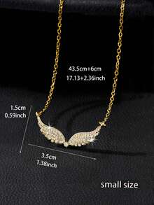 1pc Unisex Premium Zirconia-Studded Wing Necklace, Minimalist Luxury Angel Pendant, Suitable For Party And Daily Wear - Multicolor - View 10