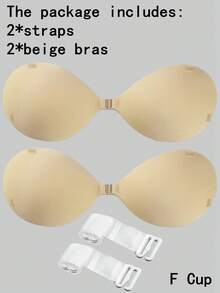 ideaCCSZ 2雙C D E F罩杯貼身胸罩，可重複使用無肩帶前扣隱形乳貼，女性內衣配件，黏貼式提拉胸罩，適用於游泳及無肩帶露背晚禮服，夏季掛脖式聚攏矽膠胸墊 - 彩色 - 查看 50