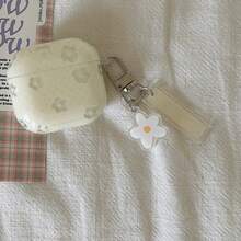 Fashion Creative Light Green Polka Dot Transparent White Flower + Pendant Earphone Case Suitable For AirPodspro3 New AirPodspro2 Protective Cover Pro Cute Apple AirPods4 Minimalist AirPods3 Personalized 1/2 Generation Women's Earphone Case Protective Cover Spring/Summer Earphone Case/Birthday Gift/Holiday Gift - White - View 9