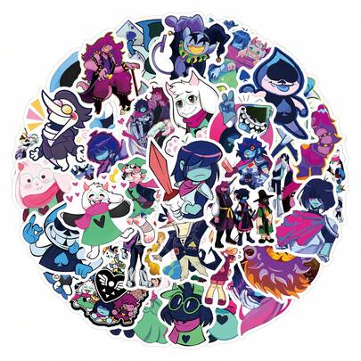 55Pcs Deltarunes Stickers Scrapbook Aesthetic Stickers Funny Deltarunes Merch Deltarunes Poster Dirt Bike Stickers Vinly Waterproof Stickers For Water Bottle,Computer,Laptop,Phone,Luggage,Notebook,Fridge