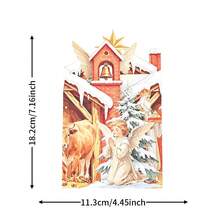 Christmas Nativity Scene 3D Pop Up Greeting Card, Holy Birth Stable Pop‑Up Design With Holy Family, Angels, Three Wise Men, Ox, Sheep,Rabbit, Bethlehem Star & Snowy Cabin Elements,Foldable Religious Xmas Card, Creative Handmade Christian Holiday Gift - Vintage Nativity Double Door Pop-up Greeting Card - View 6