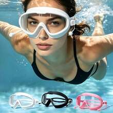 Large Frame Waterproof Anti-Fog Swimming Goggles, With Integrated Earplugs, Comfortable Design, Unisex, Transparent Wide Field Of View, Leak-Proof Seal, UV Protection, Durable Construction, Suitable For Swimming Pool Training And Water Sports - A - View 2