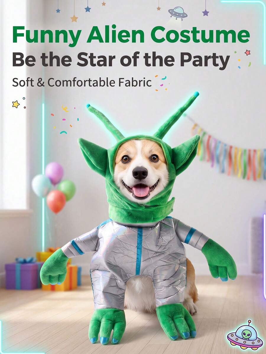 1pc Pet Transformation Costume Funny Christmas Outfit Cat Small Dog Puppy Clothes Quirky Halloween Costume - Green - View 1