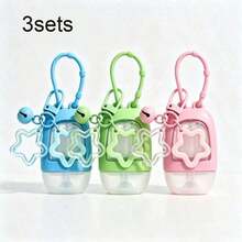 Portable Small Hand Sanitizer Bottle With Silicone Sleeve, Keychain And Star Charm, Leak-Proof Design, Reusable, Suitable For Soap, Lotion, Etc., Travel Size Hand Sanitizer Bottle With Colorful Silicone Sleeve And Keychain, Suitable For Office, Gym, Travel And School - Multicolor - View 1