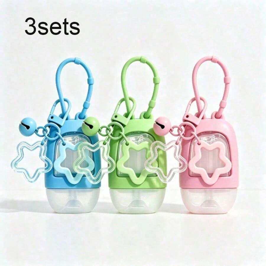 Portable Small Hand Sanitizer Bottle With Silicone Sleeve, Keychain And Star Charm, Leak-Proof Design, Reusable, Suitable For Soap, Lotion, Etc., Travel Size Hand Sanitizer Bottle With Colorful Silicone Sleeve And Keychain, Suitable For Office, Gym, Travel And School - Multicolor - View 1