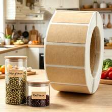 1 Roll (800pcs) Kraft Paper Self-Adhesive Labels, Thick And Textured With Smooth Writing. Features Built-In Adhesive For Worry-Free Application, Clear Handwriting That Resists Smudging. Ideal For Packaging Marking, Object Classification - Multicolor - View 1