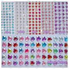 Heart Shape Rhinestone Stickers Self Adhesive, Multi Colors Blue White Red Pink Purple Mixed Crystal Gem Stickers For DIY Crafts Phone Case Scrapbooking Kids Handmade Decor - Multicolor - View 1