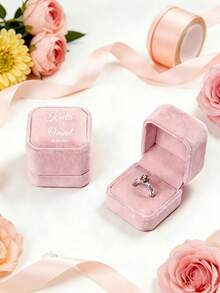 Personalized Wedding Ring Box Engagement Ring Box Proposal Ring Box Modern Ring Box Anniversary Gift With Custom Display Stand And Velvet Lining Holds 2 Rings Suitable For Wedding Engagement Proposal Jewelry Storage - Multicolor - View 4