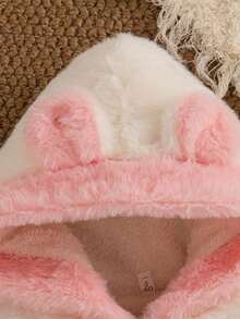 Autumn/Winter Baby Girls Warm Soft Fuzzy Short Cardigan Jacket, Cute Outdoor Thermal Lined Hooded Winter Shawl - White - View 4