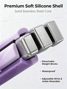 1 Pair Adjustable Size, Detachable Weight, Portable Strength Training Silicone Wrist & Ankle Weights, 1lb (480g) Per Pair, With Solid Steel Core, Suitable For Yoga, Dance, Walking, Pilates, Running, Aerobics, Home Workout Wearable Fitness Bands, Multiple Colors Fitness Accessories Available - Multicolor - View 2