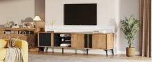 Rustic Brown TV Stand - TV Cabinet With Door And Open Shelf - Up To 80 Inch Compatible - Black and Brown - 查看 8