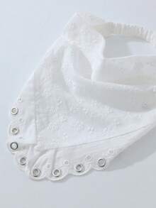 1件原創花卉圖案女款時尚花朵刺繡鑲邊金屬孔眼蕾絲裝飾頭巾髮帶，適合日常與度假使用 - 白色 - 查看 4