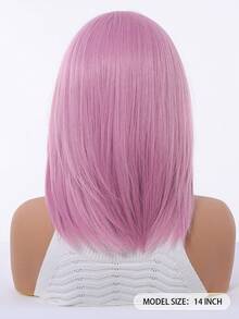 Anime Cosplay Bright Shoulder Length Pink Short Straight Bob Wig With Middle Part Wig Heat Resistant Synthetic Full Wig For Halloween Costume Theme Party Photography - Multicolor - View 4