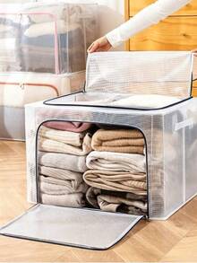Clothing Storage Box, Transparent For Clear Visibility, Double‑Zipper Opening, Multiple Sizes Available, Large‑Capacity Storage For Clothes And Quilts, Foldable, Dust‑Proof And Moisture‑Proof, A Great Helper For Home Organization - Multiple Specifications - View 2