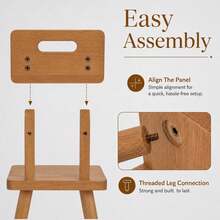 Shoze Creative Solid Wood Small Chair, Nordic Foot Rest Stool With Handle For Living Room & Bedroom - Brown - View 6