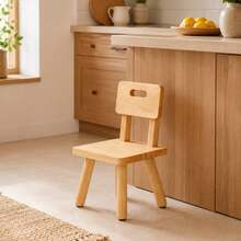 Simple Solid Wood Low Stool With Backrest, Living Room Foot Rest, Hallway Shoe Changing Seat - Yellow - View 4