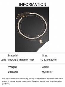 3pcs/Set Fashion Transparent Rhinestone Classic Faux Pearl Men's Necklace, Lightweight Luxury Versatile Design Layered Jewelry Suitable For Daily Wear - Multicolor - View 5