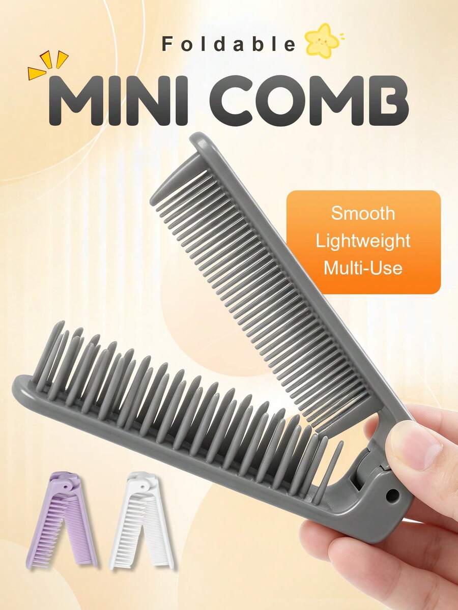 1pc Foldable Portable Travel Folding Comb, Small Dual-Sided Pocket Comb Set, Suitable For Women And Men, Great For Travel