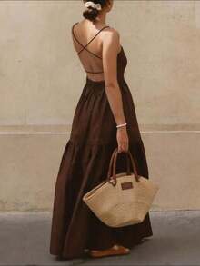 Women Long Dresses - Brown - View 6