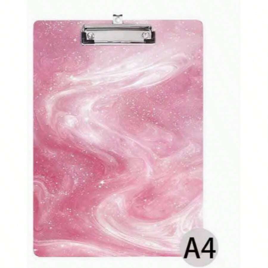 1pc 2D/Flat Colorful Printed Acrylic Clipboard - Pink Flowing Design, Writing And Drawing Pad Creative Clip Board, Multi-Functional Portable Loose-Leaf Binder, Hanging Metal Clip, Suitable For Office, School, Home Meetings, Ideal Gift For Teachers And Students - Multicolor - View 1