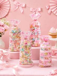 Pink Bow Clear Cellophane Candy Bags, Plastic Treat Goodie Gift Bags For Birthday Party Favors Supplies - Bow-tie Style - View 10