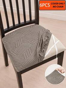 4/6pcs Set Jacquard T-Shaped Striped Plaid Elastic Table & Chair Covers, Suitable For Home, Hotel, Restaurant, All Seasons - Multicolor - View 17