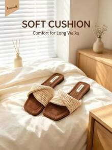 Summer Casual Beach Twist Flat Slides - Brown - View 6