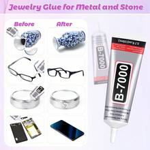 110ml B7000 Clear Super Glue, Rhinestone & Jewelry Making Craft Glue With Precision Tip, Bedazzling Kit Supplies For DIY, Shoes, Crafts, Jewelry, Headband, Brooch, Setting, Diamond, Earrings, Pendant, Super Strong Bonding Agent - 110 ml - 查看 4