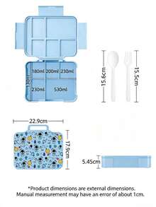 1個實用便攜學生便當盒,多格大容量餐盒附餐具,食物儲存容器,適合返校、日常上學使用,畢業禮、新年禮理想選擇,學校必備用品 - 彩色 - 查看 5
