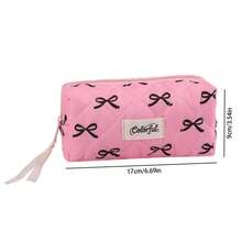 1pc Bowknot Pencil Case, Minimalist Portable Student Stationery Storage Bag, Multi-Functional Makeup Bag, Suitable For Daily School Use - Style 1 - View 4