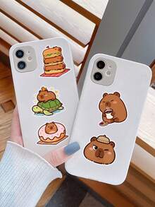 50Pcs Cute Capybara Food Theme Stickers, PET Waterproof Cartoon Capybara Eating Snacks Decals, Aesthetic DIY Stickers For Journal, Water Bottle, Laptop, Phone Case, Luggage, Notebook Decor For Kids Teens - Brown - View 2