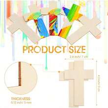 10Pcs Unfinished Wooden Crosses For Crafts Unpainted Large Blank Wooden Layered Cross For Sunday Crafts DIY Church Home Wall Decoration - Default - View 5
