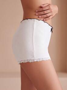 CELILIN 3 Packs Women Slip Shorts With Lace Trim, Ribbed Underdress Shorts With Bow Decor For Dresses & Skirts - Multicolor - View 4