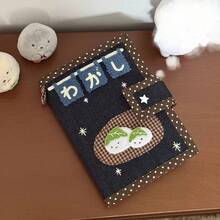 Sampul Buku Kain Denim Vintage, Sampul Buku Catatan Kain Buatan Tangan Patchwork Mochi yang Lucu, Kotak Pelindung Buku Catatan Dekoratif Ukuran A6 - A - View 2