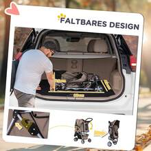 PawHut Dog Stroller Pet Buggy For Dogs And Cats, Coffee Brown | Dog Buggy, Cat Buggy, Cushion, Mesh Window, Cup Holder, Storage Bag, Cat Stroller - Coffee Brown - View 5