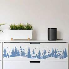 5 Winter Forest And Christmas Templates - Featuring A Snowy Village Scene (Houses, Trees, Moon) - Suitable For Decorating Walls, Canvas, Paper, Glass, And Windows. - Sets - View 4