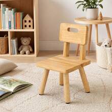 Nordic Solid Wood Low Stool With Backrest & Handle, Living Room Footrest, Entryway Shoe Bench - Yellow - View 5
