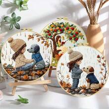 Humans And Animals Embroidery Kit For Adult Beginners. Includes Manual, Printed Fabric, Hoop, Needles, Threads & Stitch Guide. Great Home Gift For Women. Size: 15x15cm/5.9in Or 20x20cm/7.9in. - Humans Animals - View 9