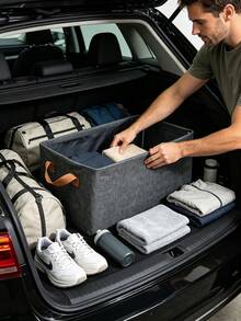 Car Trunk Organizer Storage Box, Foldable Fabric Storage Bin With Handle, Multi-Function Container, Suitable For Car Back Seat, Home Closet, Bedroom Organization - Multicolor - View 7