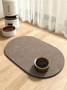 One Oval-Shaped Diatomaceous Earth Pet Feeding Mat, Suitable For Dogs And Cats, With A Non-Slip Rubber Bottom To Prevent Clutter In The Drinking Area. Ideal For Indoor Use, Dark Gray, With A Simple Design. A Perfect Gift For Pet Owners. - View 10