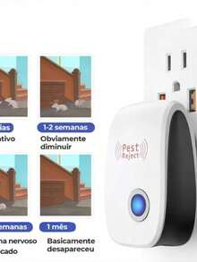 Repelente Ultrassônico Pest Reject Kit 2 Peças, Repelente Eletrônico Contra Ratos, Baratas, Formigas, Mosquitos, Pulgas e Aranhas Para Casa - M - Visão 6