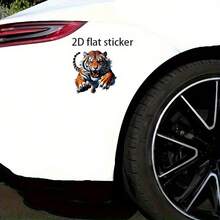 2D Flat, 2D Flat Stickers With A Tiger Charging Towards You. For Car Motorcycle Laptop Phone Cup Smooth Surfaces Decor - A - View 5