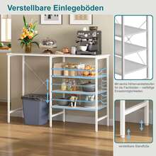 Multifunctional Storage Table, Freely Combinable Organizer Table With White Metal Frame & White Top, Flexible To Assemble For Kitchen, Living Room, Basement & Garage, 120x40x85.5cm, 120 X 40 X 85.5 Cm - White - View 6