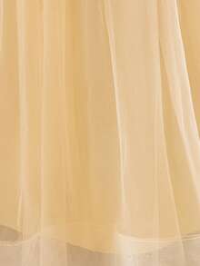 Tween Girls Sleeveless Cape Mesh 3D Floral Elegant Long Ball Gown Princess Dress Suitable For Girls Birthday Party Evening Gala Prom Wedding Flower Girl Bridesmaid Outfit - Champagne - View 8