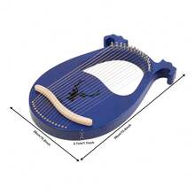 16 String Blue Lyre Harp Mahogany With Antler Design For Beginners Adults Gifts - Default - View 6