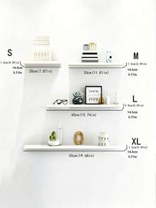 Estantería de pared de un solo nivel, estante de almacenamiento creativo para la pared, decoración de pared de fondo de la sala de estar, montado en la pared - Blanco - Ver 5